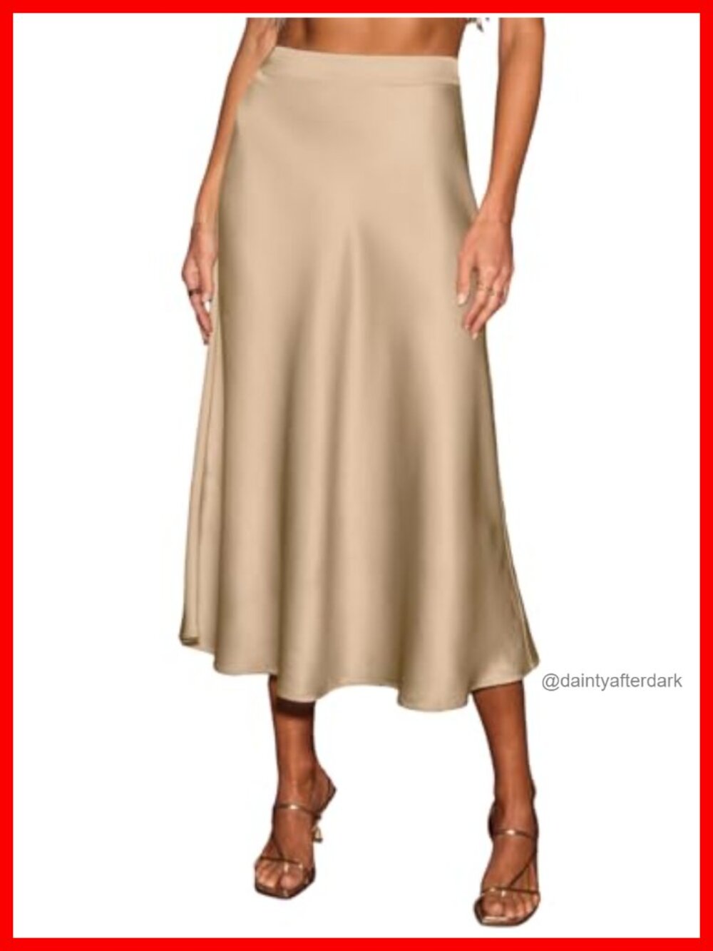Women's High-Waist A-Line Midi Satin Skirt with Hidden Side Zipper